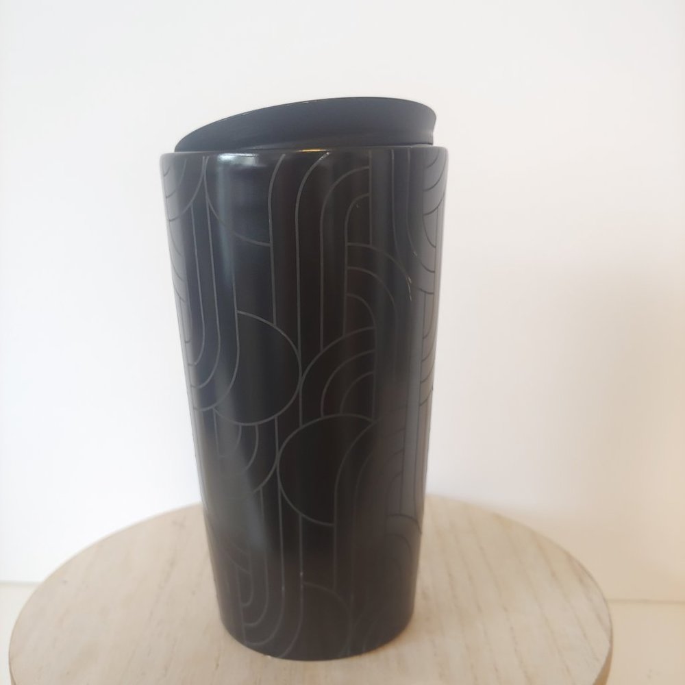 ❤️SOLD❤️STARBUCKS FALL 2020 Halloween BLACK GEO ETCHED CER - Picture 8 of 9